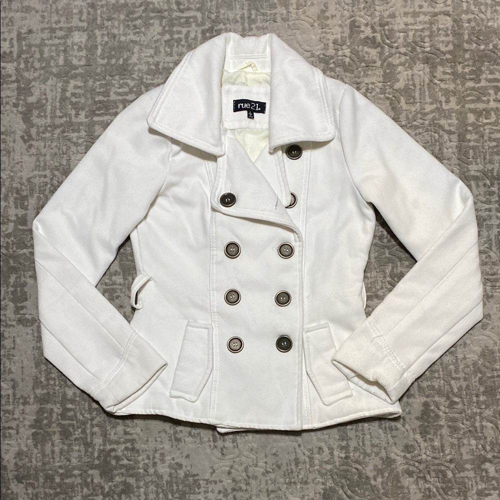 🔥4/20! Rue 21 Women's White Peacoat. Size Small